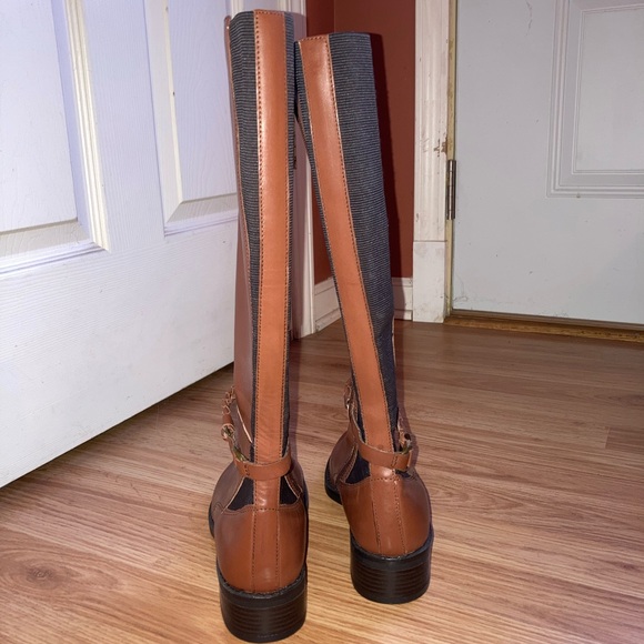 NWB Leather Brown Calf High Heeled Barreta Boots By Markon sz 8 1/2 - Picture 5 of 9